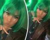 Kourtney Kardashian gets into the spirit of St. Patrick's Day in a green bob wig