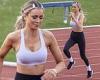 Olivia Attwood puts on a busty display in a lilac sports bra as she trains for ...