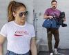 Ben Affleck puts his muscles to use as he carries equipment... as fiancee ...