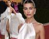 Met Gala 2022: Hailey Bieber is elegant in a white gown with a feather trim coat