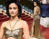 Met Gala 2022: Camila Mendes dazzles in a golden sequin and fringe gown with a ...