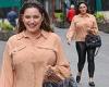 Kelly Brook looks effortlessly chic in a peach chiffon blouse ...