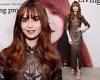 Lily Collins dons brown leather maxi-length gown at Living Proof event in Los ...