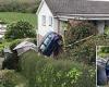 Mercedes driven by woman, 88, crashes through wall outside her home and lands ...
