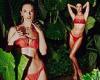 Alessandra Ambrosio puts on an ab-baring display in sexy red bikini
