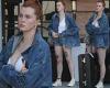 Ireland Baldwin shows off leg tattoos in denim ensemble during lunch with a ...