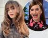 Lily Collins shows off her gorgeous new look with a fuller locks and a stylish ...