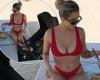Helen Flanagan flaunts her taut physique in a plunging red bikini in sun-soaked ...