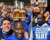 sport news Schalke supporter amazes fans by balancing three pints of beer and a mobile ... trends now