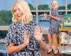 Wednesday 18 May 2022 03:52 PM Holly Willoughby stuns in a floral print blue dress  while hosting This Morning  trends now