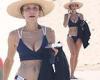 Sunday 22 May 2022 06:52 PM Bethenny Frankel showcases her flat abs and cleavage in navy bikini trends now