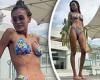 Saturday 28 May 2022 05:13 AM Kelly Gale flaunts her ample cleavage in a tiny floral G-string bikini trends now