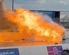 Wednesday 1 June 2022 07:37 PM Drag racer escapes unscathed as car crashes and explodes in huge fireball trends now