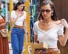 Saturday 4 June 2022 01:37 AM Bella Hadid shows off her tiny waist in a crop top and multicolor clog shoes ... trends now