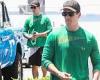 Wednesday 8 June 2022 12:25 AM Miles Teller looks jacked in a green long sleeve shirt and athletic shorts ... trends now