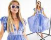 Sunday 19 June 2022 08:22 PM Paris Hilton looks glamorous in blue pleated metallic sheen dress with ... trends now