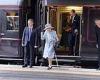 Tuesday 28 June 2022 01:27 AM Queen smiles and waves to fans as she comfortably steps off the Royal Train in ... trends now