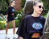 Saturday 2 July 2022 05:21 PM Hailey Bieber bares her  midriff  in t-shirt and shorts while out in Beverly ... trends now