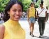 Monday 15 August 2022 01:07 AM Yara Shahidi dons cutoff blue jeans and gold top during stroll with her mother ... trends now