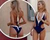 Tuesday 13 September 2022 09:53 PM Kimberley Garner flaunts her peachy posterior in a skimpy navy and white ... trends now