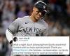 sport news Yankees hero Aaron Judge takes to Twitter a day after setting a new AL record ... trends now