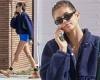 Friday 7 October 2022 11:34 PM Kaia Gerber shows off her long legs in skintight TINY blue spandex shorts trends now