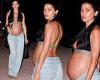 Nicole Williams displays baby bump in bra top and jeans on a night out in Miami trends now