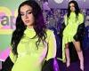 Charli XCX puts on a VERY leggy display in a neon green mini dress and pink ... trends now