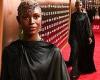 Jodie Turner-Smith looks glam as she wears a semi-sheer black gown trends now