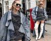 Rita Ora flaunts her toned thighs in an over-sized denim jacket and leather ... trends now