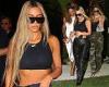 Kim Kardashian shows off VERY tiny waist at Miami party with sister Khloe ... trends now