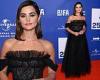 Jenna Coleman looks flawless in a black lace bodice with frilled embellishments ... trends now
