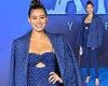 Montana Brown looks stylish in a blue dot jumpsuit at the Avatar: The Way Of ... trends now