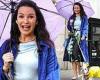 Kristin Davis braves the rain in a royal blue coat on the set of And Just Like ... trends now