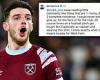sport news Declan Rice hits back at claims he's 'given up' with West Ham this season, amid ... trends now