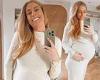 Stacey Solomon displays her baby bump in a fitted cream dress as she counts ... trends now