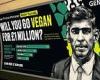 Vegan group promises £1million donation to charity... if Rishi Sunak takes up ... trends now