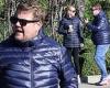 James Corden and his wife Julia Carey wear matching jackets for a morning walk trends now