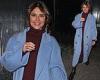 Beaming Cheryl looks chic in a blue coat leaving London's Lyric Theatre trends now
