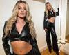 Tasha Ghouri flashes her taut abs in a plunging leather crop top and matching ... trends now