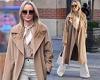 Amanda Holden looks chic in a brown coat and cream flared trousers as she ... trends now