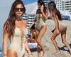 Kelly Piquet looks incredible in a cream lace-up swimsuit during her Miami ... trends now