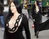 Noah Cyrus barely protects her modesty in a VERY daring chain detail black gown ... trends now