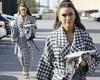 Chrishell Stause is spotted in a long houndstooth trench coat while running ... trends now