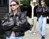 Hailey Bieber steps out in stylish leather jacket while Justin talks on the ... trends now