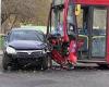 Two people are rushed to hospital after crash involving bus and a car in the ... trends now