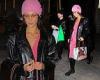 Bella Hadid cuts stylish figure in colorful wrap dress and leather coat for ... trends now