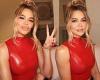 Khloe Kardashian wows in red vinyl crop top and long red nails as she promotes ... trends now