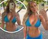 TOWIE's Amber Turner showcases her toned figure in a plunging blue bikini trends now