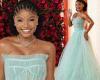 Halle Bailey wows in powder blue princess gown as she attends the Oscars 2023  trends now